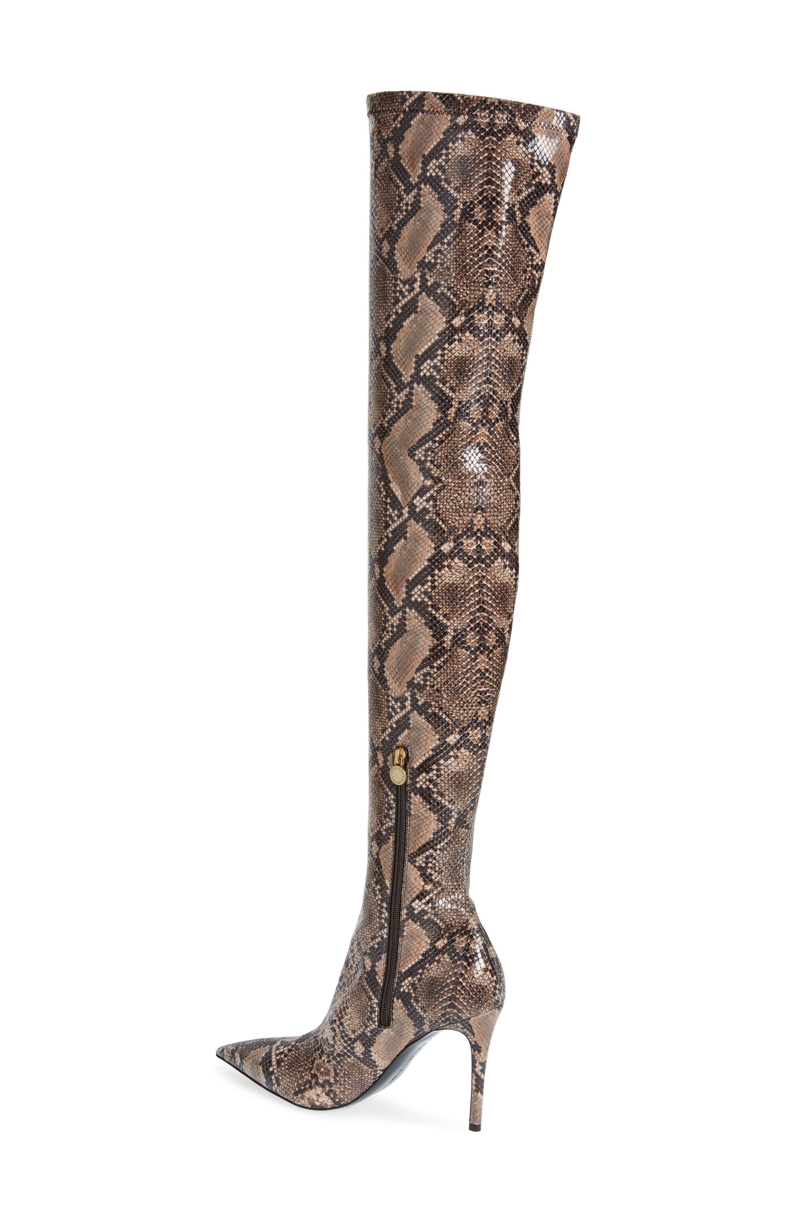 Stella McCartney Iconic Python Print Pointed Toe Over the Knee Boot, Alternate, color, 