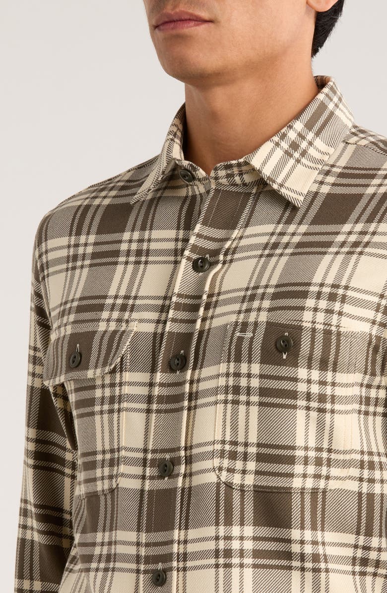 Ralph Lauren Purple Label Plaid Cotton Button-Up Shirt, Alternate, color, Thicket Moss/ Cream
