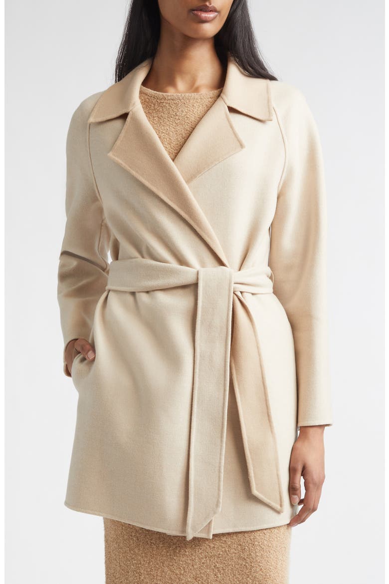 Wool & Cashmere Double Face Twill Coat, Main, color, ECRU/ CAMEL