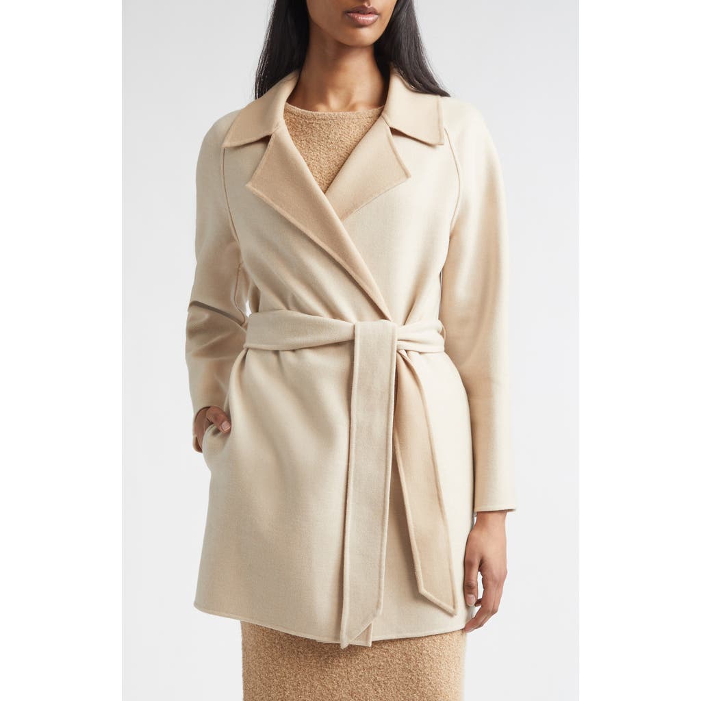 St John St. John Wool & Cashmere Double Face Twill Coat In Ecru/camel
