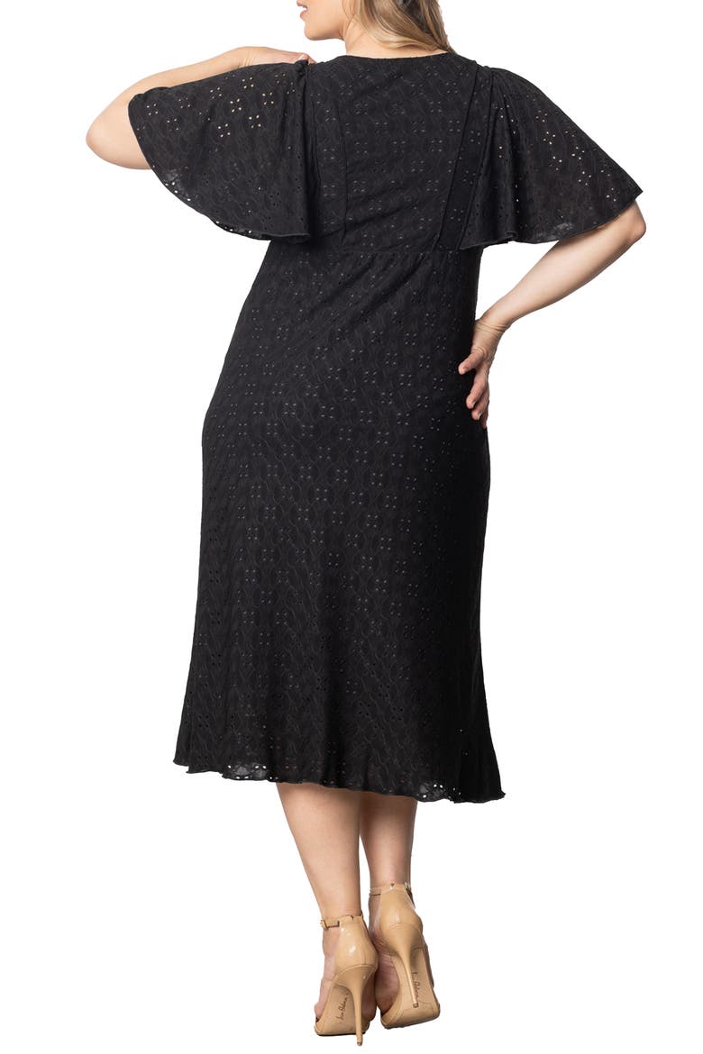 Lucy Short Sleeve Eyelet Midi Dress, Alternate, color, BLACK NOIR