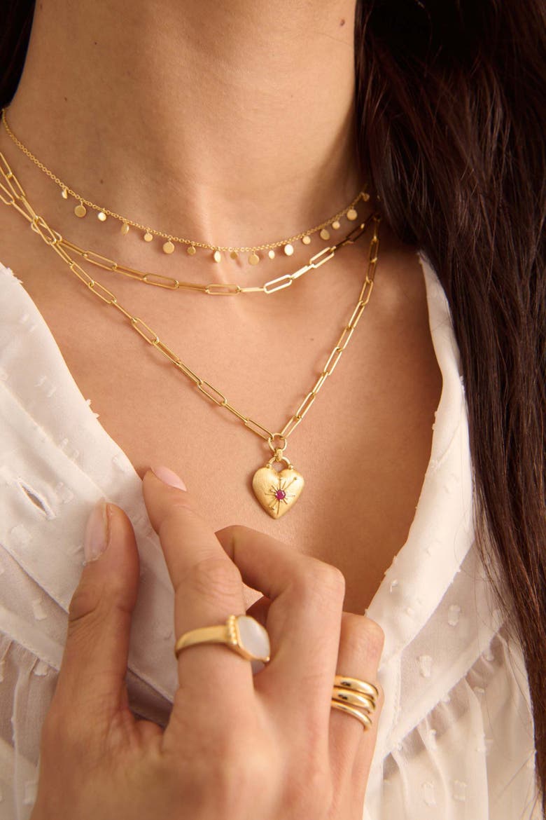 Love You Large Heart Necklace, Alternate, color, Yellow Gold