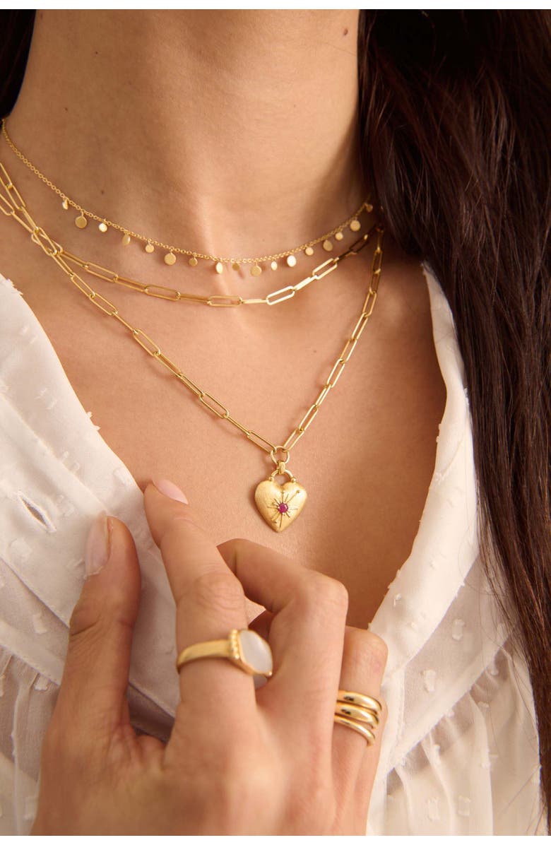Murkani Love You Large Heart Necklace, Alternate, color, Yellow Gold