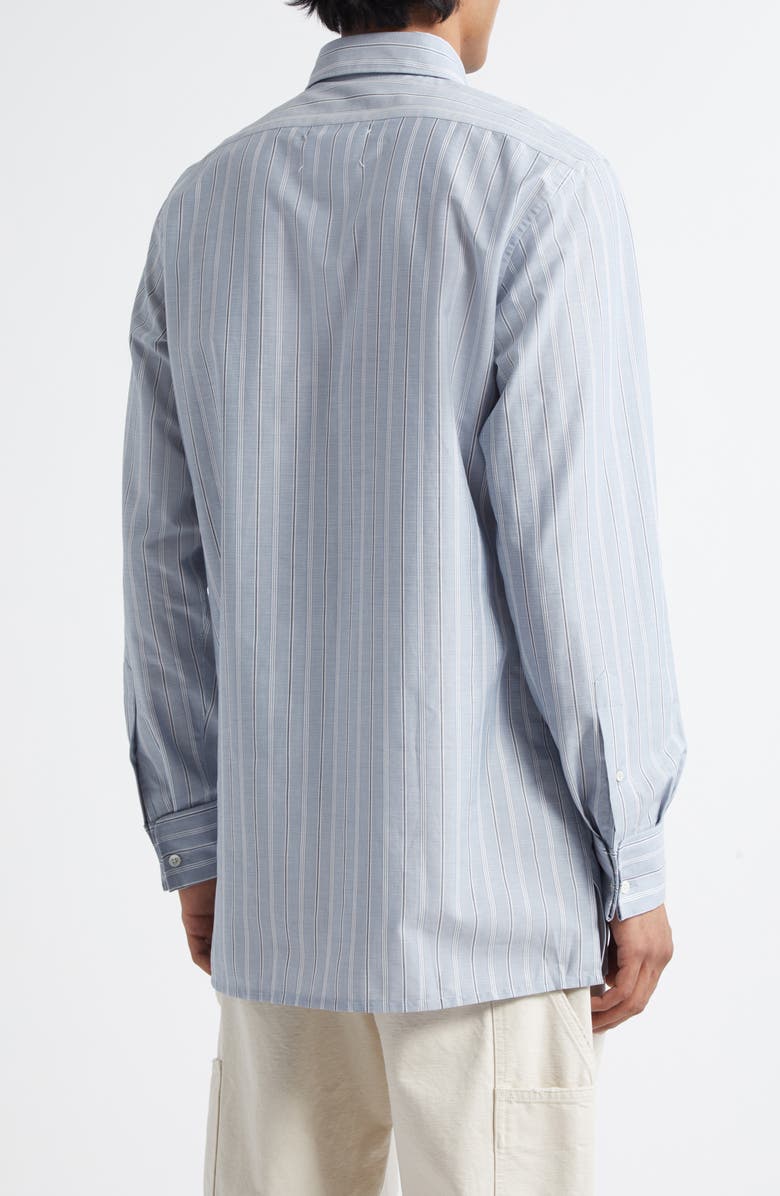 Maison Margiela Stripe Cotton Button-Up Shirt, Alternate, color, Blue