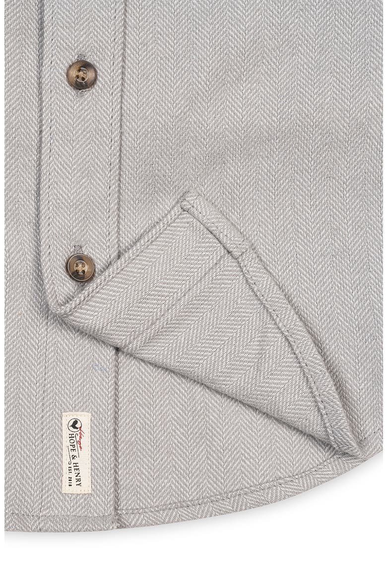 Kids' Organic Long Sleeve Flannel Shirt, Alternate, color, Gray Herringbone