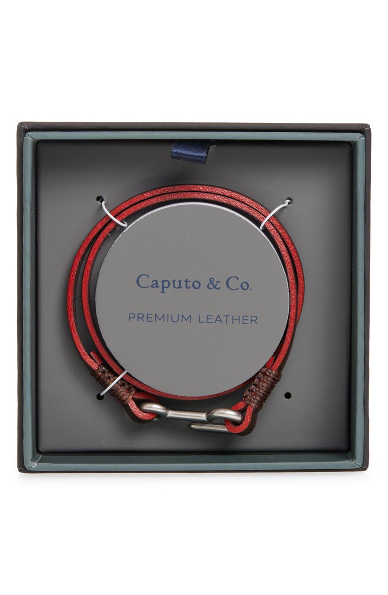 Caputo & Co. Utility Hook Leather Bracelet, Main, color, Dark Brown