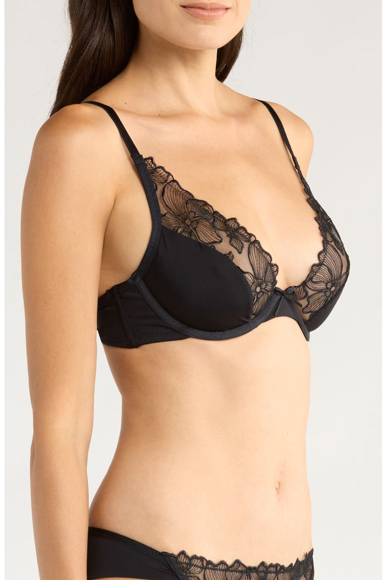 Jemma Lace & Mesh Underwire Bra, Alternate, color, CAVIAR