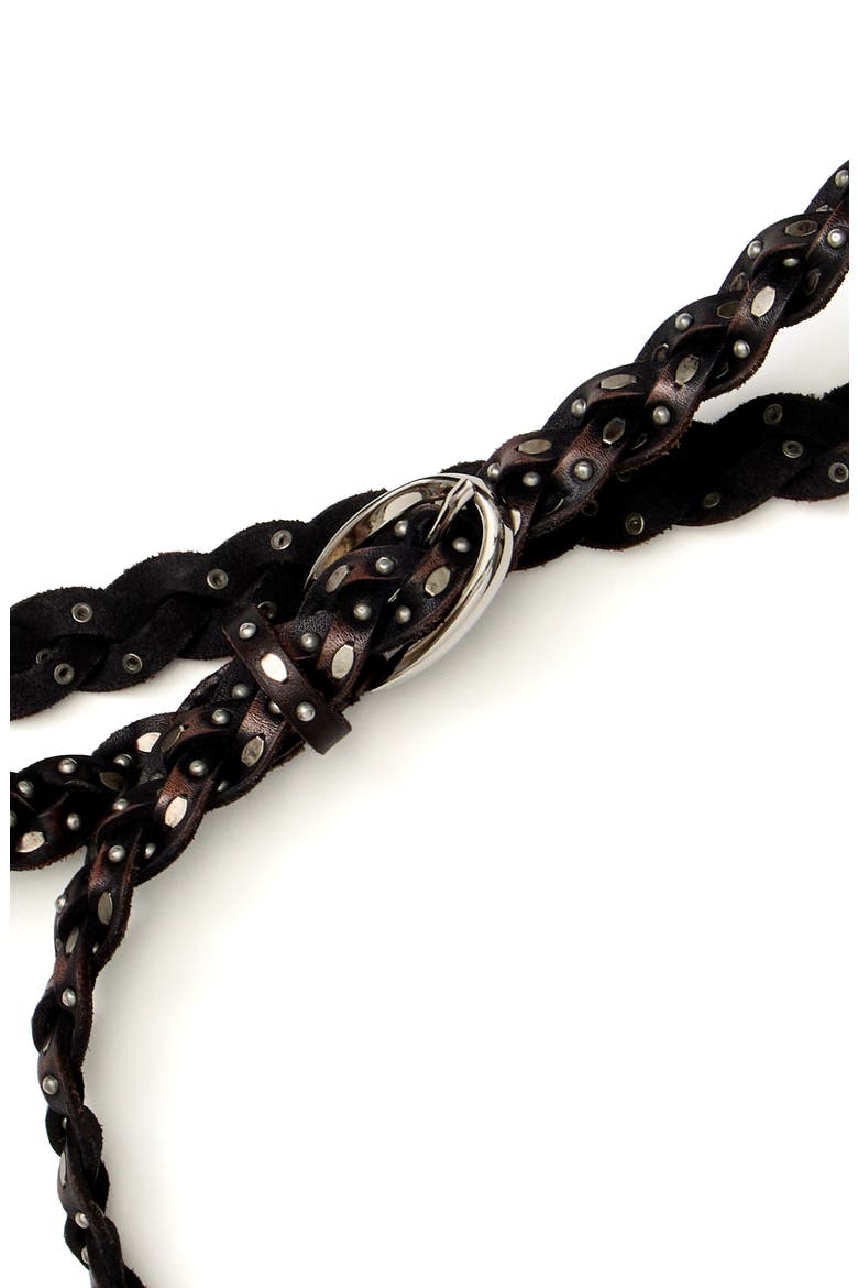 Sol Slim Studded Leather Belt, Alternate, color, BLACK