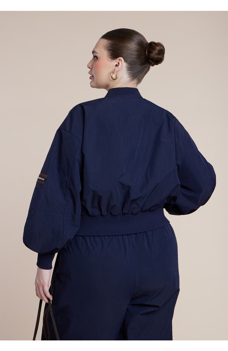 ELOQUII Nylon Track Jacket, Alternate, color, Night Sky