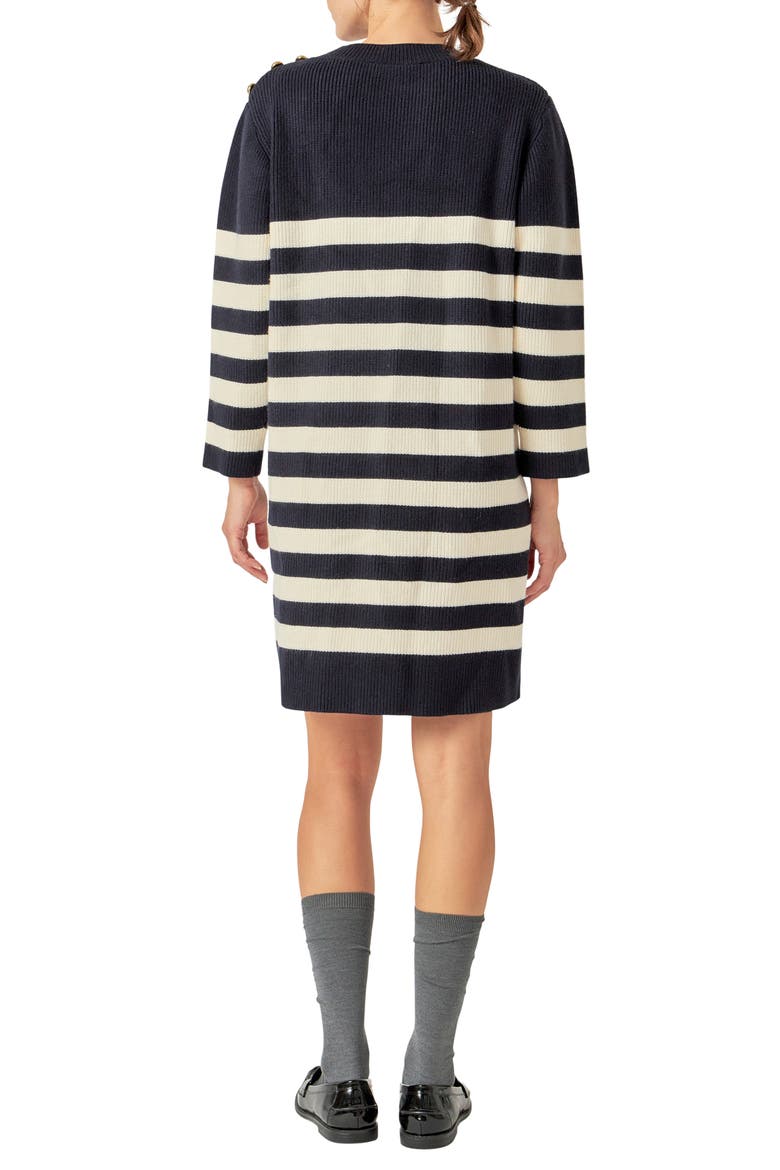 Stripe Long Sleeve Sweater Dress, Alternate, color, NAVY/ OFF WHITE