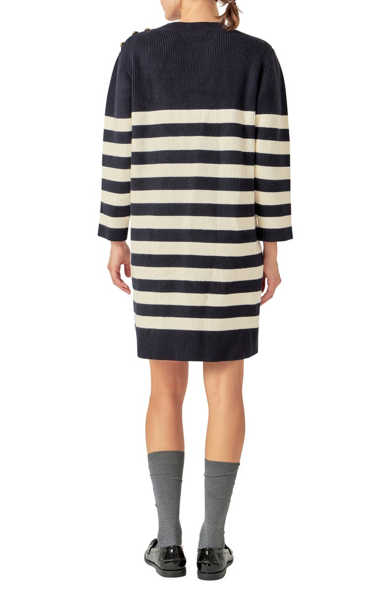 English Factory Stripe Long Sleeve Sweater Dress, Alternate, color, Navy/ Off White