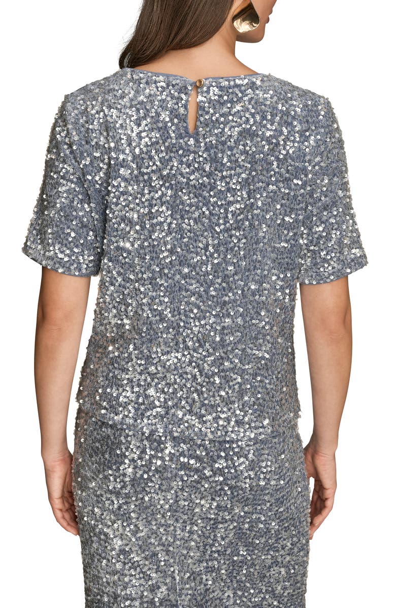 Donna Karan New York Sequin Crewneck Top, Alternate, color, Tempest