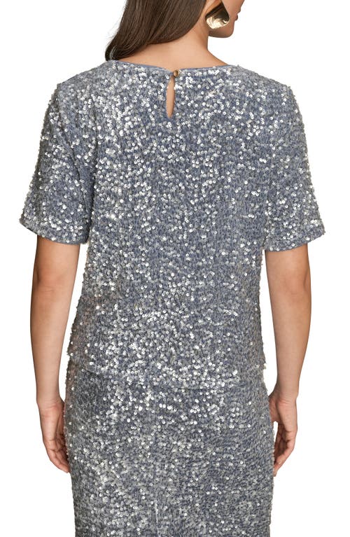 Donna Karan New York Sequin Crewneck Top In Blue