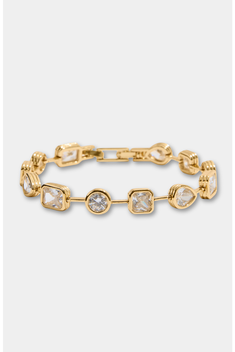Naomie Bezel Set Tennis Bracelet, Main, color, Gold