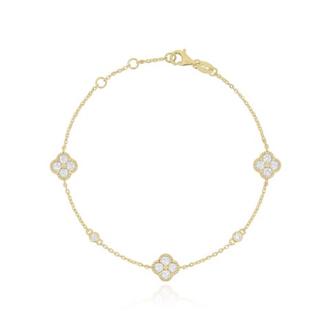 CZ Clover Trio Bracelet