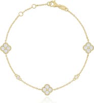 The Lovery Fine Jewelry CZ Clover Trio Bracelet