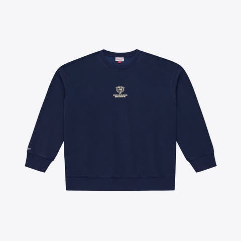 Men's Mitchell & Ness Navy Chicago Bears Core Essentials Micro Logo Fleece Sweatshirt