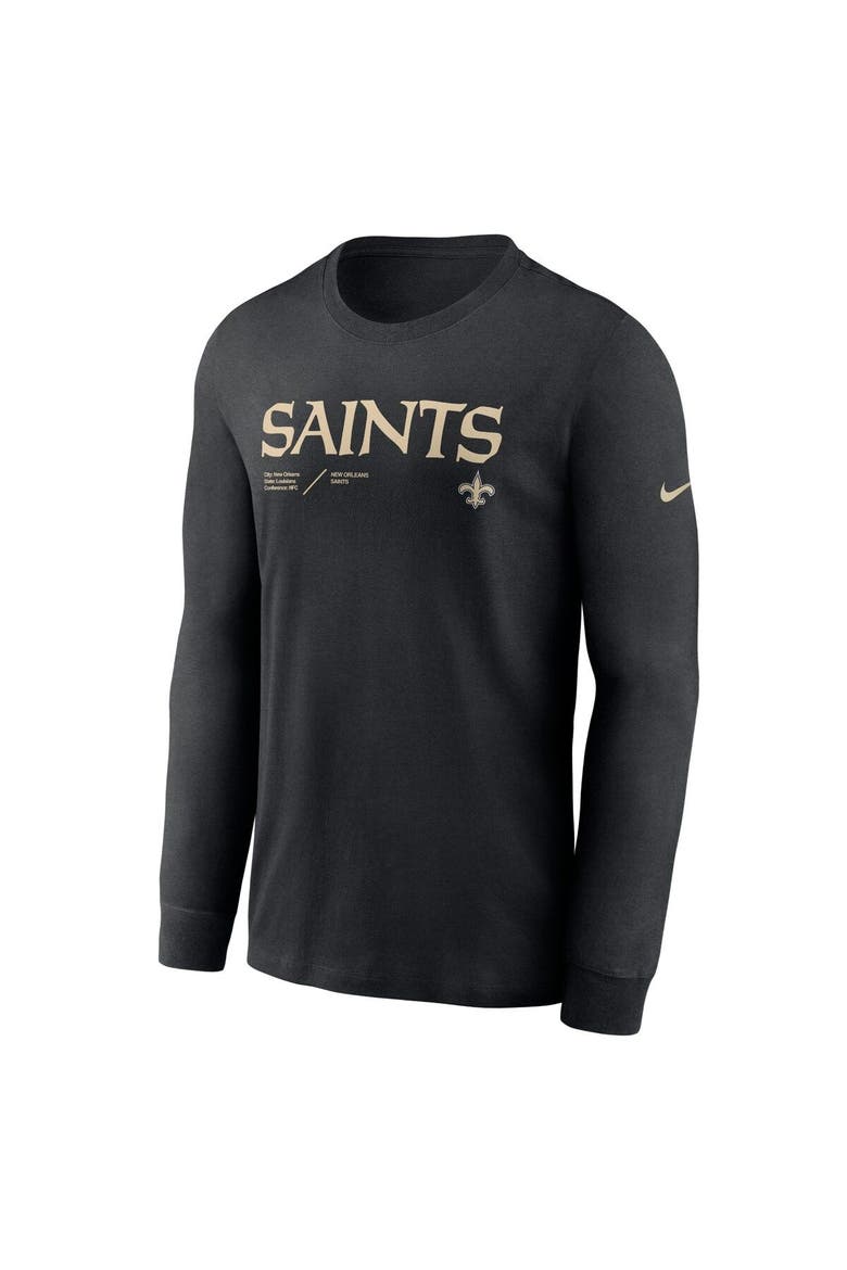 Men's Nike Black New Orleans Saints Sideline Infograph Lock Up Performance Long Sleeve T-Shirt, Alternate, color, Black