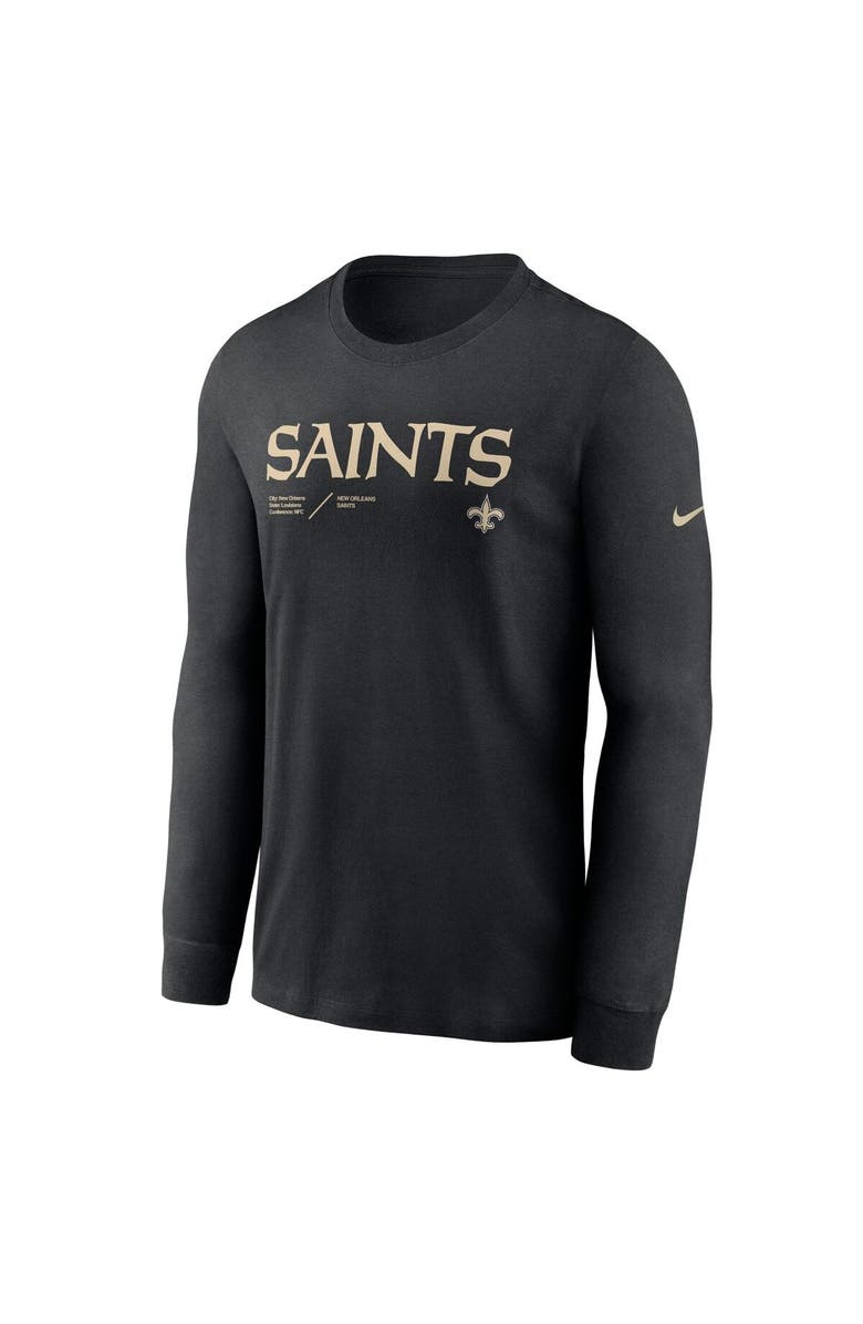 Nike Men's Nike Black New Orleans Saints Sideline Infograph Lock Up Performance Long Sleeve T-Shirt, Alternate, color, Black