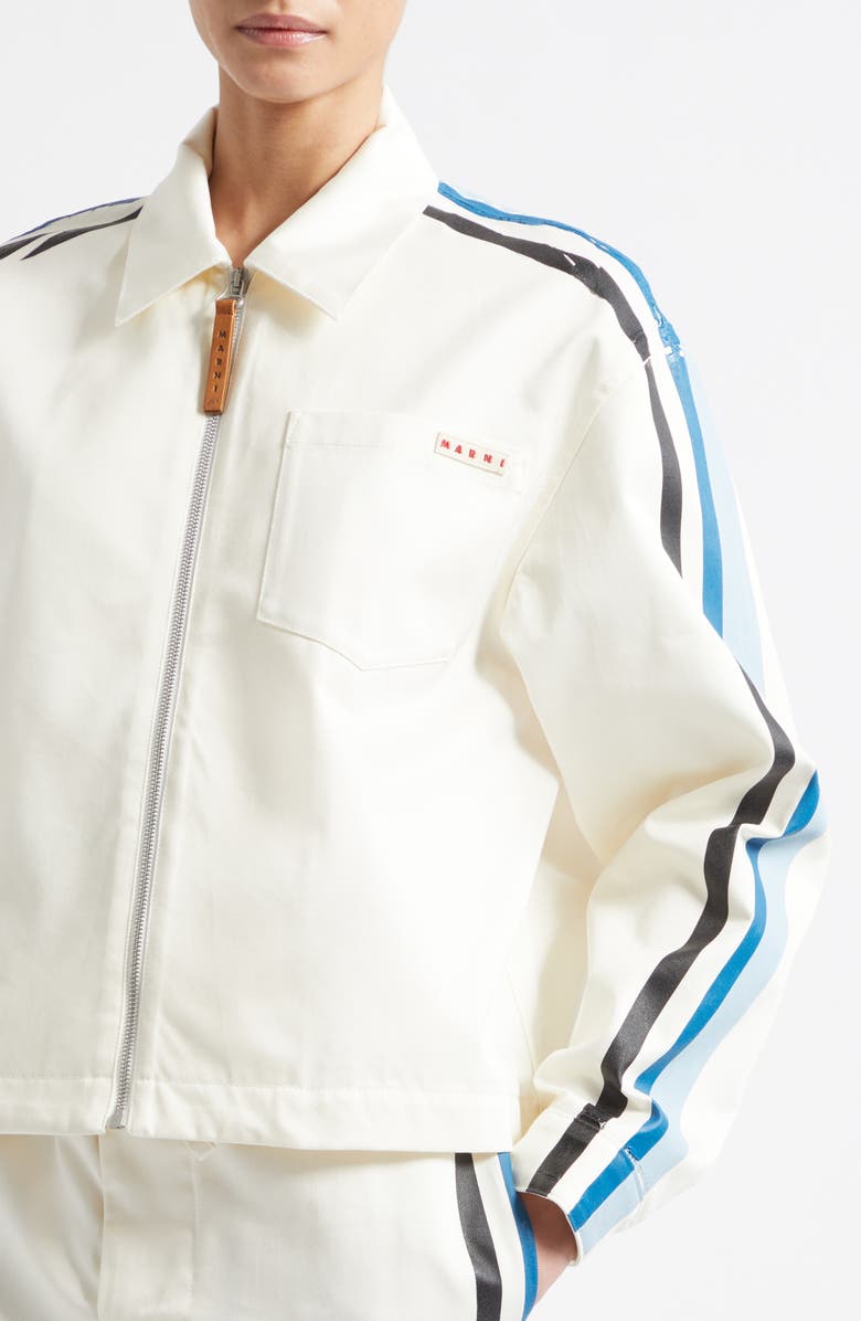 Marni Water Repellent Cotton Gabardine Shirt Jacket, Alternate, color, 00W01 Lily White