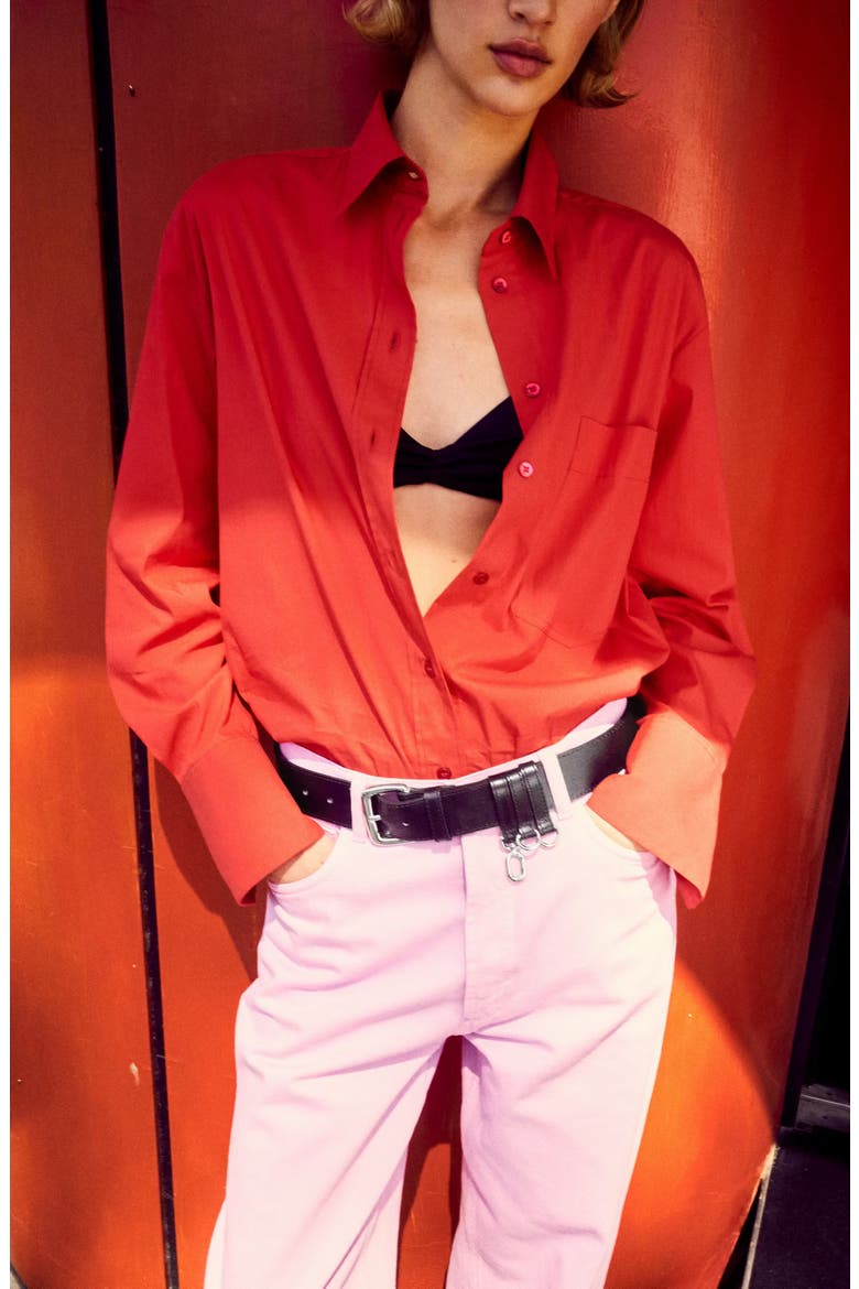 Starring Hailey Bieber Loops Leather Belt, Alternate, color, BLACK