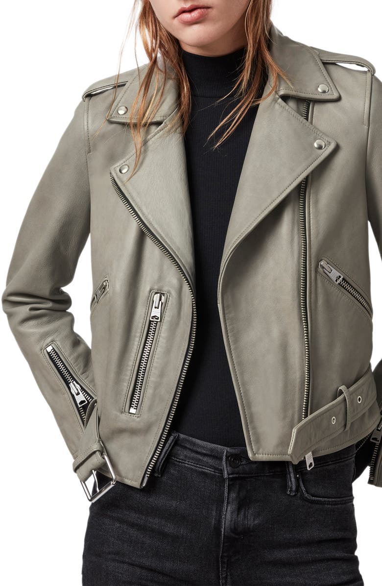 AllSaints Balfern Leather Biker Jacket, Main, color, 