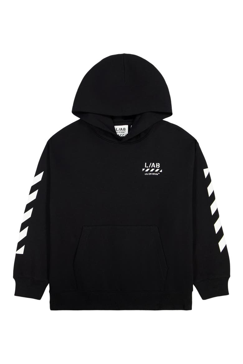 Kids' Diag Graphic Hoodie, Main, color, BLACK