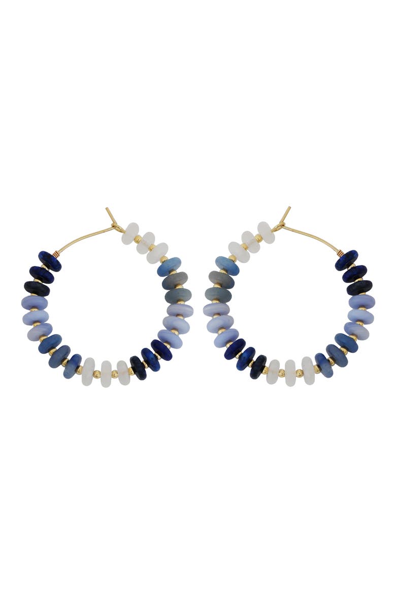 Beaded Hoop Earrings, Main, color, BLUE