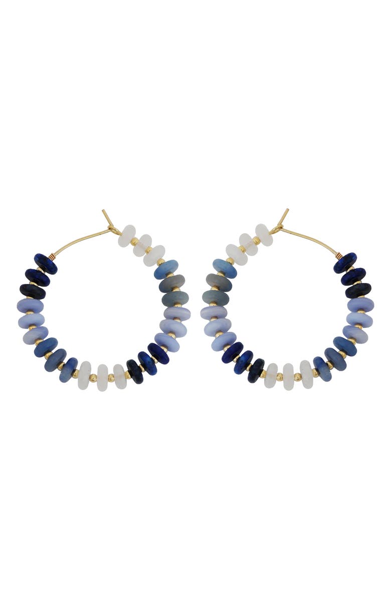Panacea Beaded Hoop Earrings, Main, color, Blue
