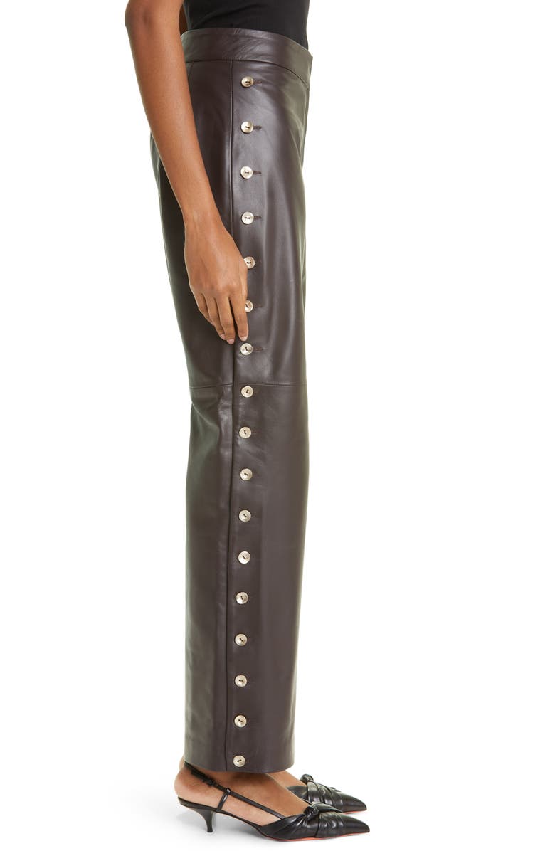 Interior Side Button Leather Wide Leg Pants, Alternate, color,