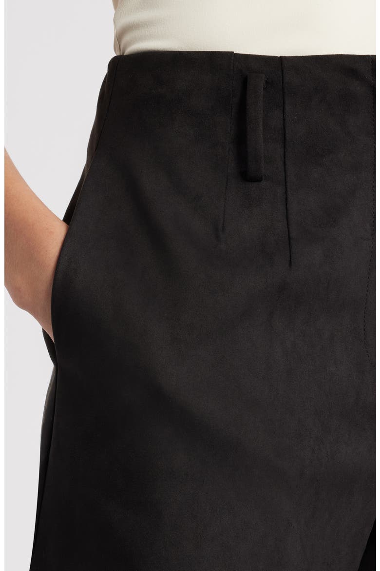 Hazel Faux Suede Pleated Shorts, Alternate, color, BLACK