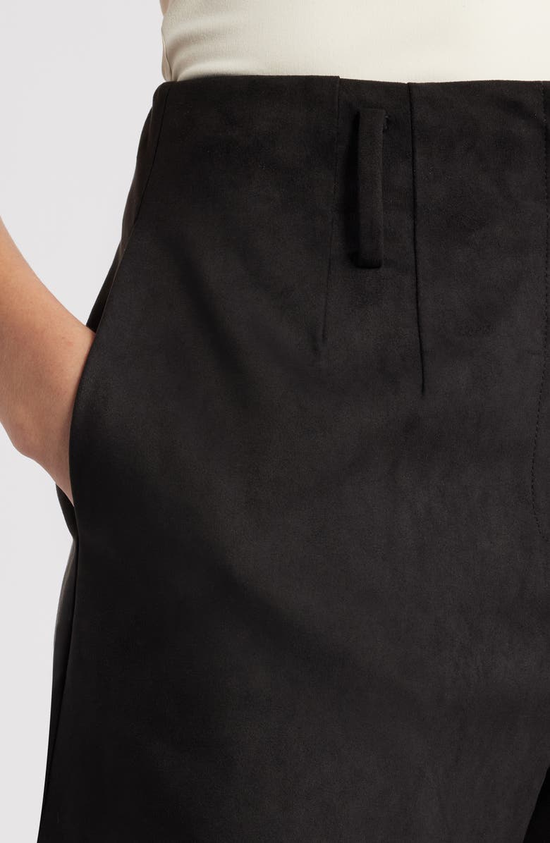 WAYF Hazel Faux Suede Pleated Shorts, Alternate, color, Black