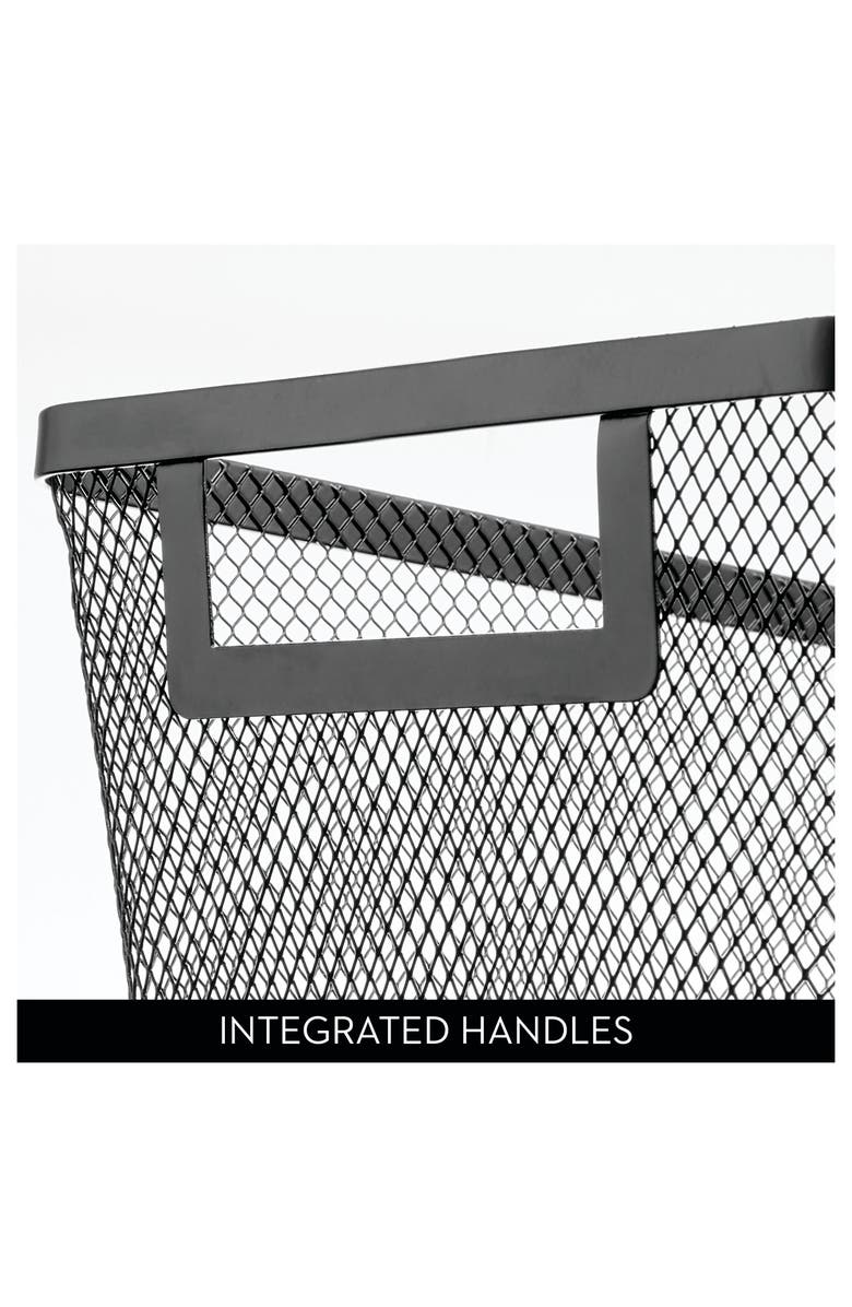 mDesign Metal Mesh Pantry Basket with Handles - Set of 4 - Matte Black, Alternate, color, Black