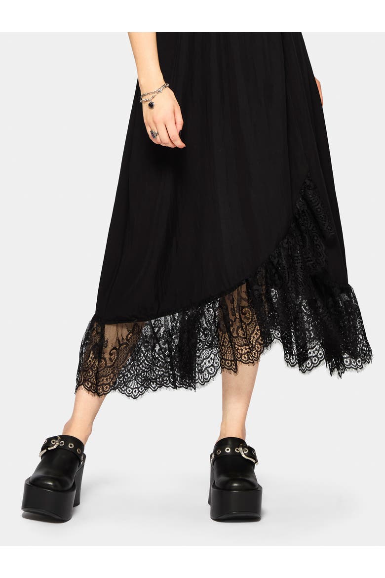 Sorelle Lace Hem Wrap Midaxi Dress, Alternate, color, Black