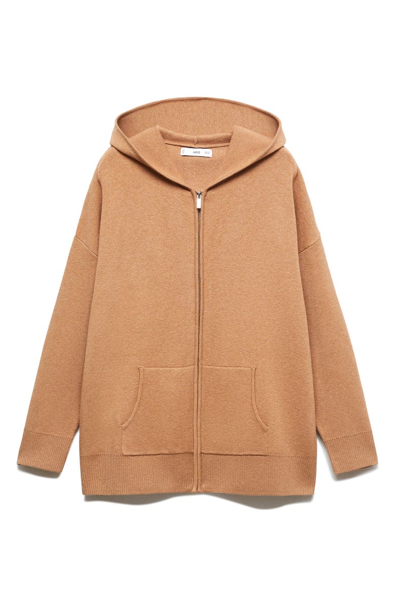 MANGO Zip Sweater Knit Hoodie, Alternate, color,