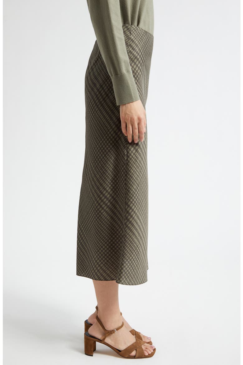 Check Bias Satin Slip Skirt, Alternate, color, ARTICHOKE/ DARK THYME