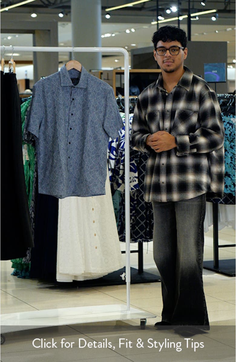 Kazuki Leaf Print Short Sleeve Cotton Button-Up Shirt, sales video thumbnail