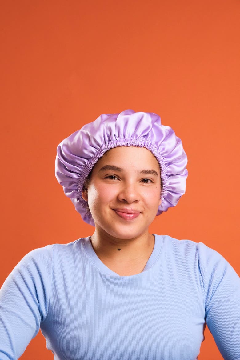 Silk Night Bonnet, Alternate, color, Lilac