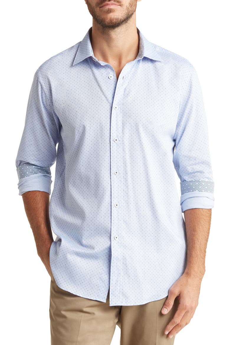 Paisley Shaped Fit Shirt, Main, color, SKY