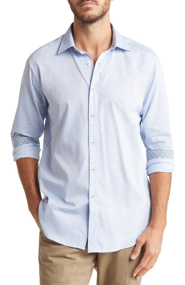 Bugatchi Paisley Shaped Fit Shirt, Main, color, 