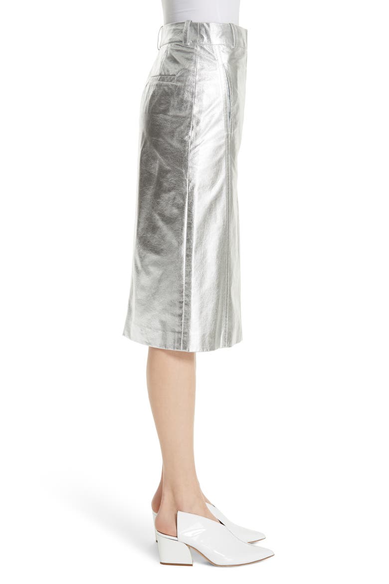 Tech Faux Leather Trouser Skirt, Alternate, color, SILVER