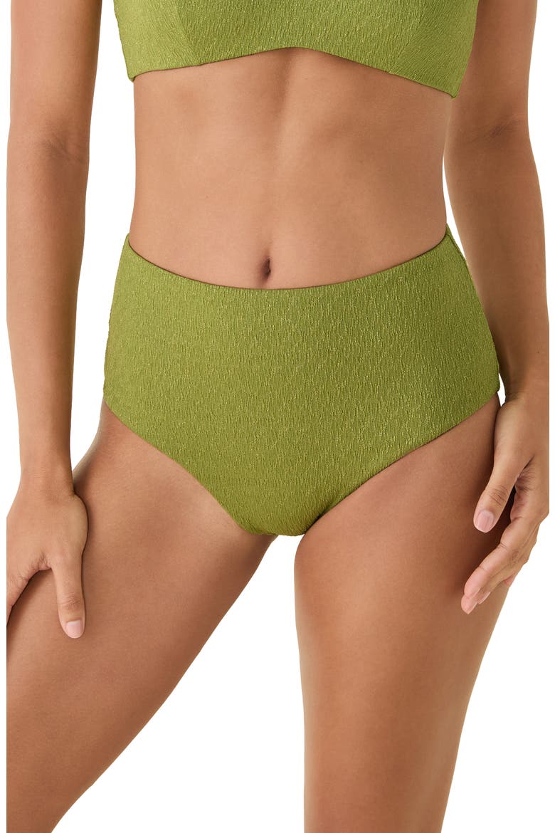 The High Waist Metallic Bikini Bottoms, Main, color, CACTUS