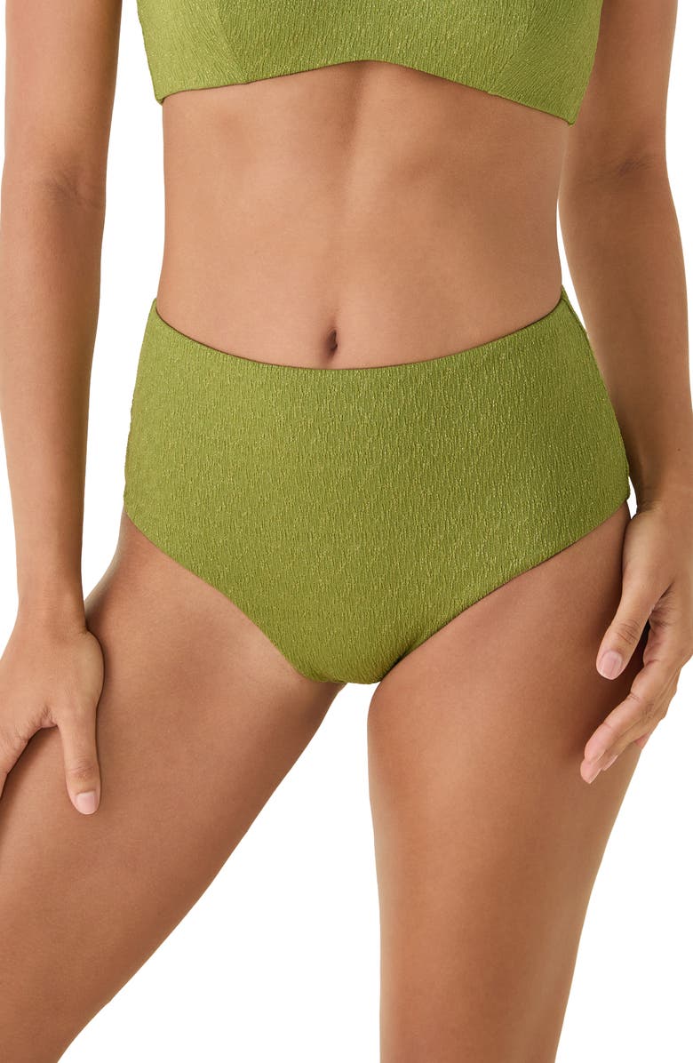 Andie The High Waist Metallic Bikini Bottoms, Main, color, Cactus