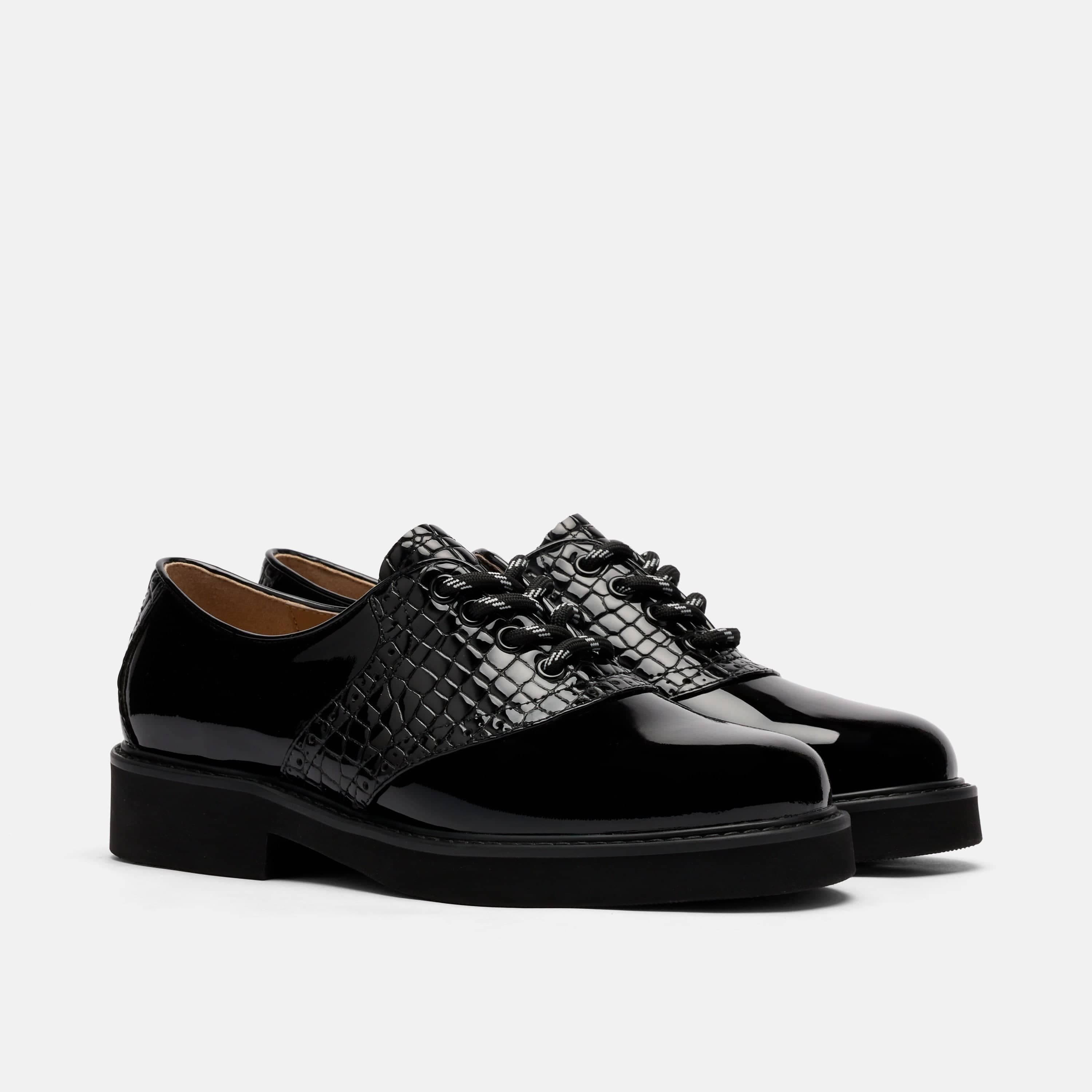 MARC NOLAN Demi Calf Leather Lug Oxfords, Alternate, color, Black