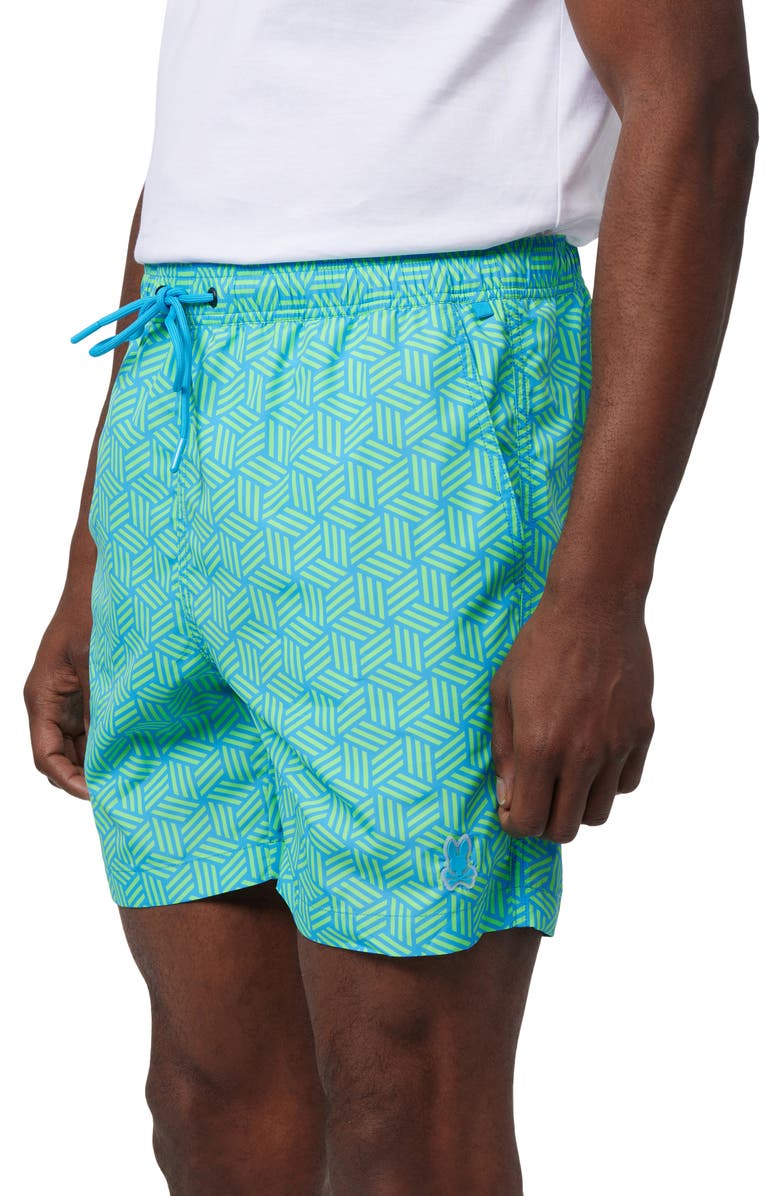 Psycho Bunny Jasper Print Swim Trunks, Alternate, color, 