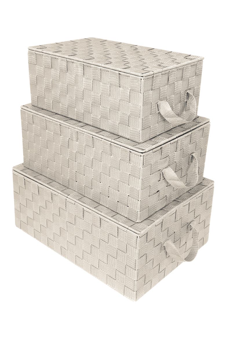 Beige Woven Storage Basket - Set of 3, Main, color, BEIGE