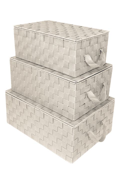 Beige Woven Storage Basket - Set of 3