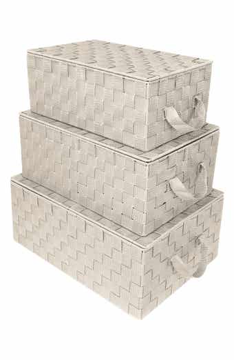SORBUS Beige Woven Storage Basket - Set of 3