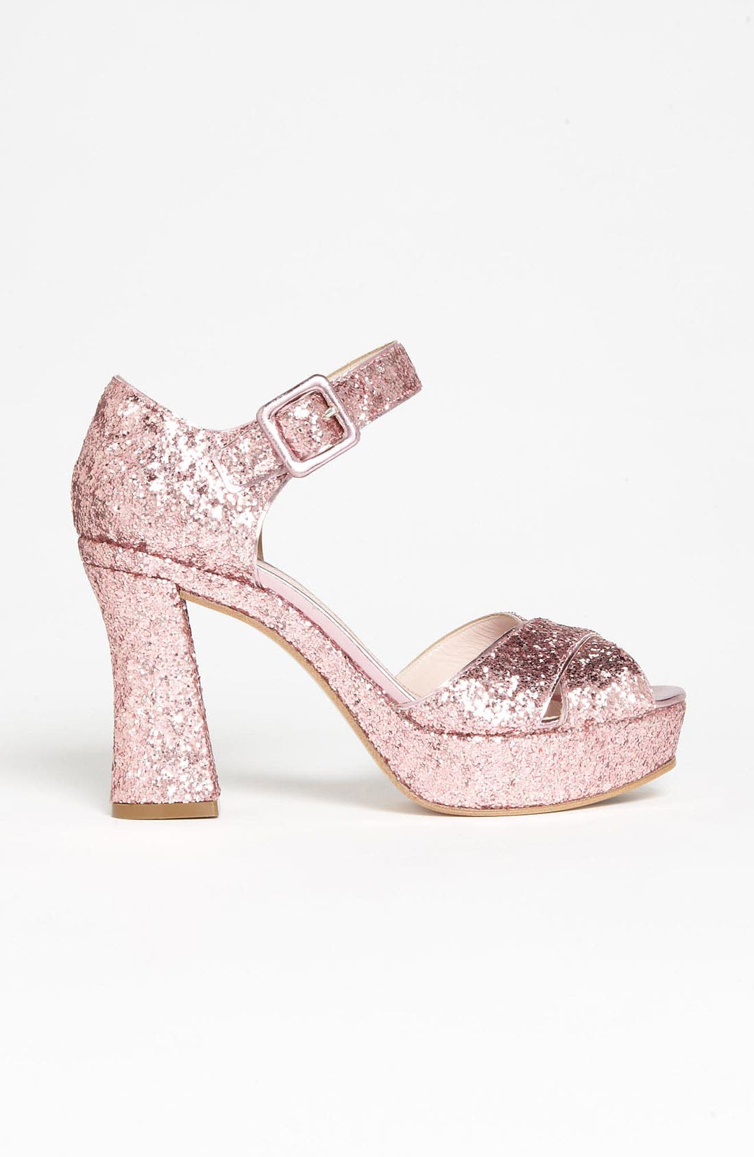 Miu Miu Glitter Block Heel Sandal, Alternate, color, 