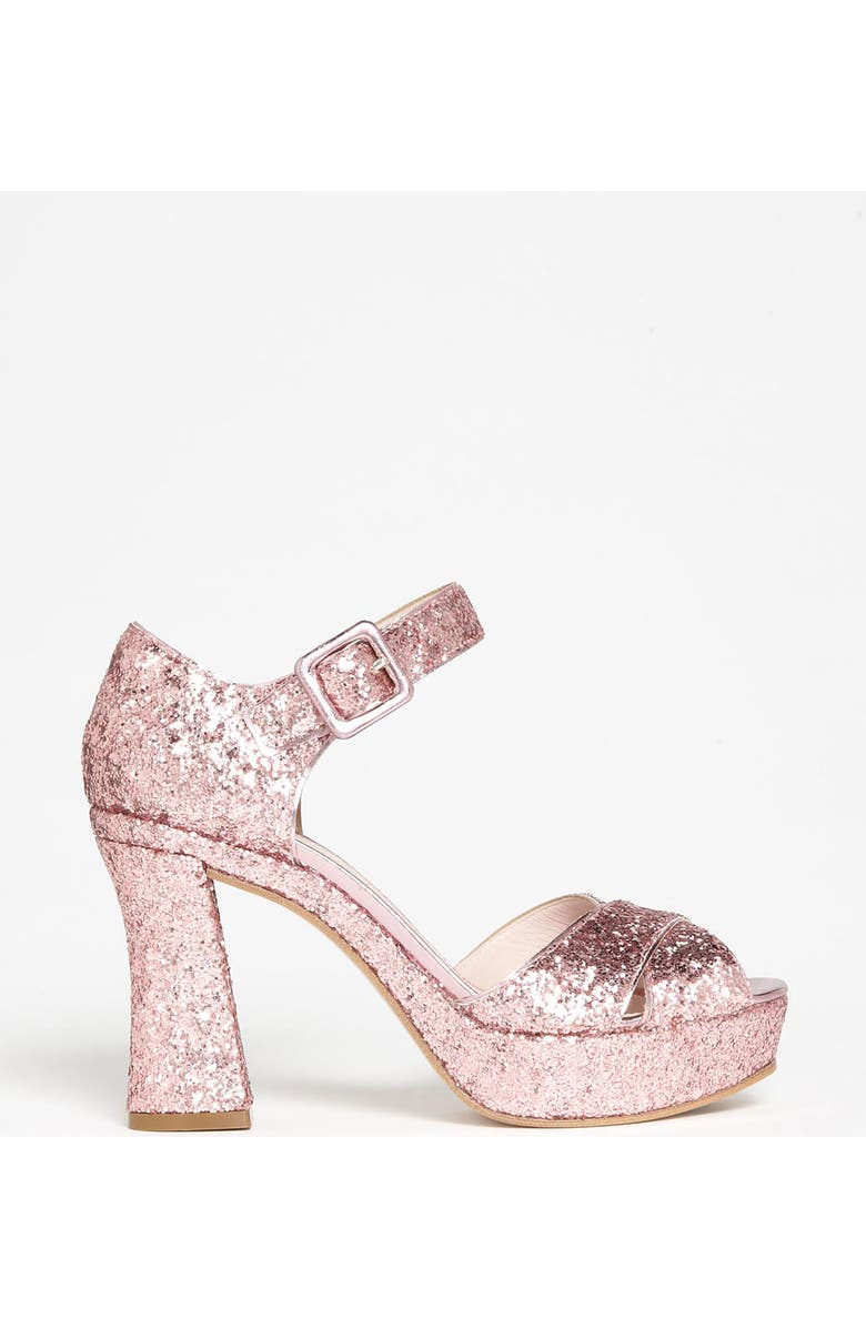Miu Miu Glitter Block Heel Sandal, Alternate, color,